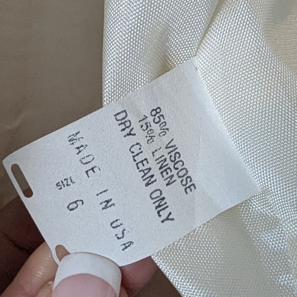 Classic Susan Linley Women's Ivory Color Linen Viscose Lined Blazer Jacket Sz 6 - Picture 6 of 10